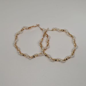 עגילי חישוק קשת ופנינים